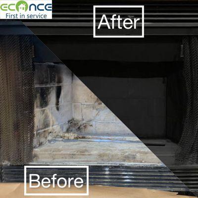 Fireplace repair, before and after pictures