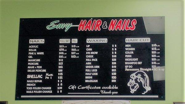 Price List. $8 to get eyebrows waxed.