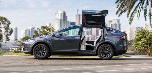 The incredible falcon wing doors on the Model X allow for easy access to both the 2nd and 3rd rows.