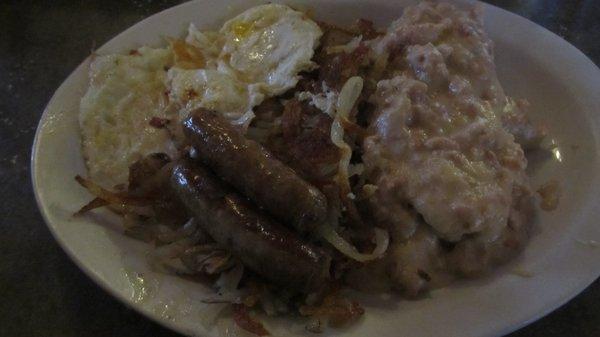 Biscuits (sort of) & Gravy (maybe) with sausage and eggs...argh.