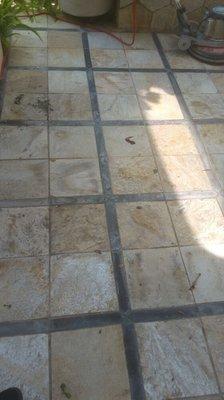 Exterior Quartzite patio in Newport Beach "before" Restoration.