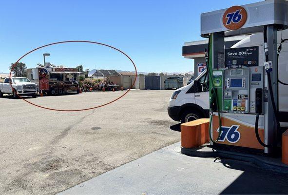 Food truck as seen from gas pumps 6/2024