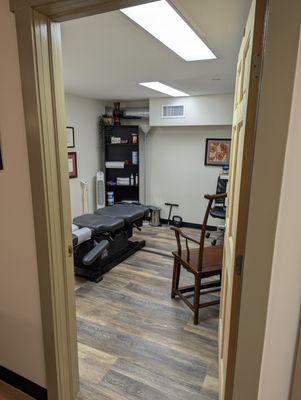 Interior waiting space looking into office