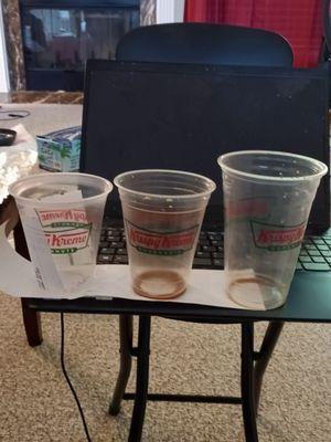 Small, medium, and large cold coffee sizes.