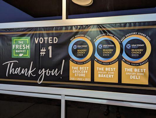 The Fresh Market was voted #1 best grocery store per USA Today's Readers' Choice in 2021, 2022, and 2023.