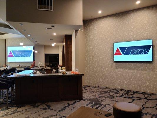 Video wall and TV installation for a hotel