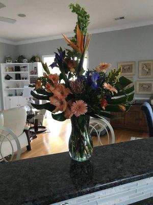 Birds of Paradise arrangement for my dad. His favorite flower