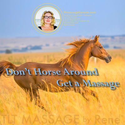 Don't horse around - call TLT MASSAGE by Rene™, now in Washington State. Seasonally in Myrtle Beach, SC.