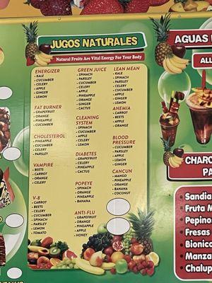 Juice Menu