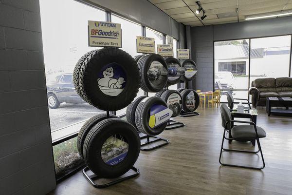 Some of the tires stocked at Titan Auto & Tire