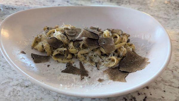 Cacio e Pepe with Black Truffles.