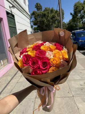 Colorful roses bouquet