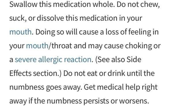 Benzonatate warning label