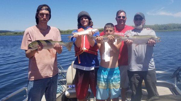 Successful fishing on upper Klamath Lake Oregon.