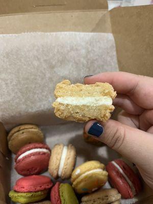 Inside of the coconut macaron