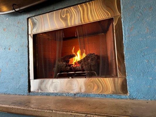 Cozy patio fireplace