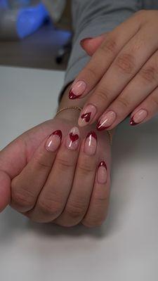 gel manicure with French tip and level 1 art by Maya