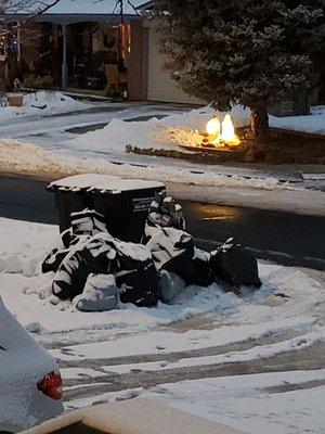 Little Dumpsters is a terrible company. Never hire them this trash is from before Christmas.  Its now Jan 3. Completely unacceptable