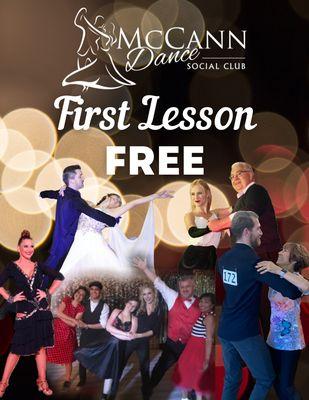 Your first lesson at McCann Dane is FREE! Start dancing today.