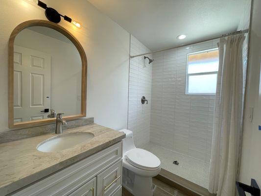 Bathroom remodel - quartz, tile & vanity cabinets