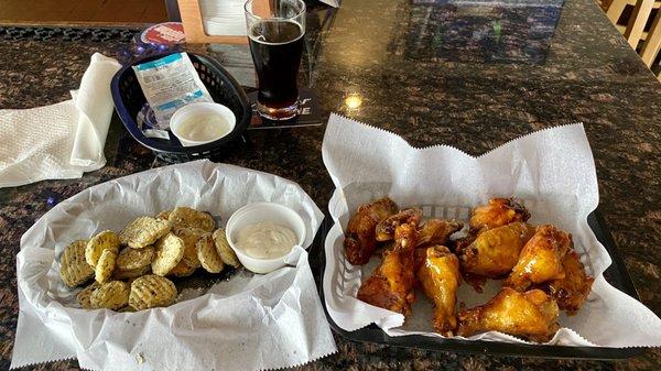 Sweet Asian wings, fried pickles and a Freehouse Brewery Hoodoo Imperial Stout.