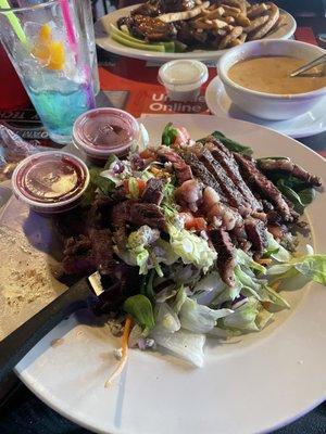 Black and blue salad with raspberry vinaigrette