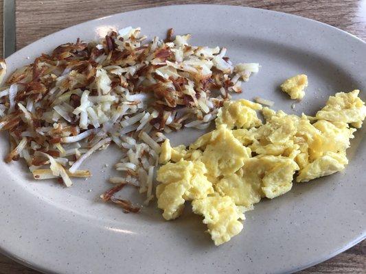 Two eggs scrambled and hashbrowns