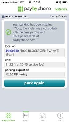 Screenshot of my app showing that I paid and screen shot of ticket that I got even if I paid for parking