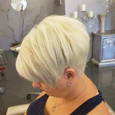 Platinum pixie cut