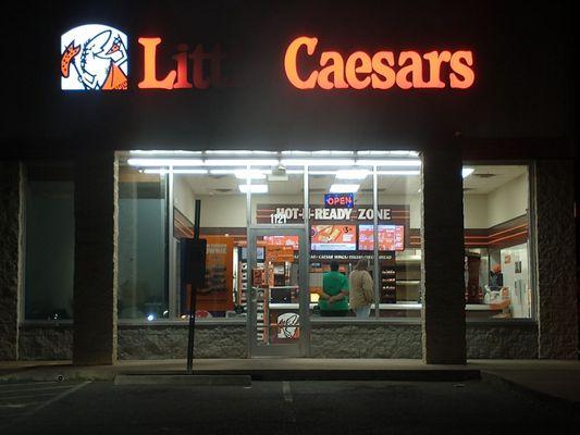 Little Caesars pizza at night.