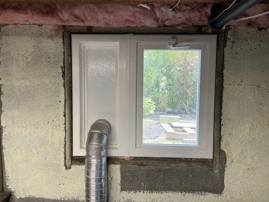 Superb window with dryer vent imbedded.