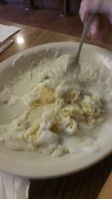 Whats left of Vicki's biscuits and gravy ,she devoured them!