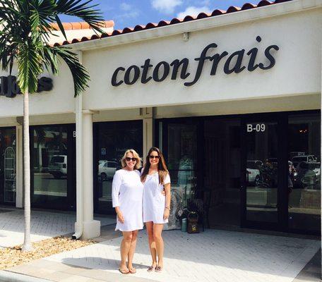 Our president and Vice President pose for the unveiling of coton frais store sign!