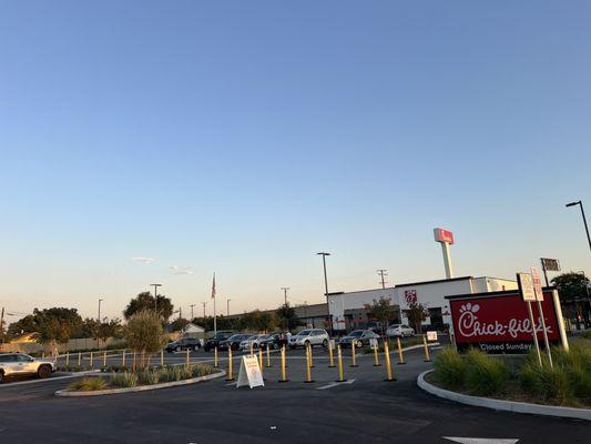 The outside parking and drive thru.