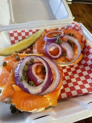 Lox and cream cheese bagel