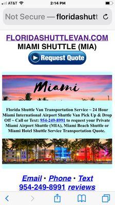 PRIVATE 14 PASSENGER FLORIDA SHUTTLE VAN 954-249/8991