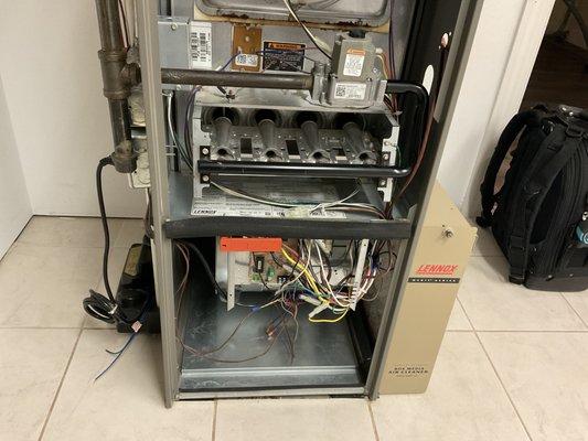 A routine maintenance of a Lennox furnace