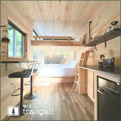 Tranquil Cabins Studio Bunk sleeps up to 4 people and is nestled in the majestic pines of Winona, Texas near Tyler.