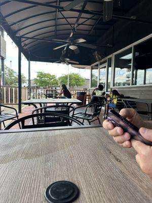 A partial view of the covered patio.