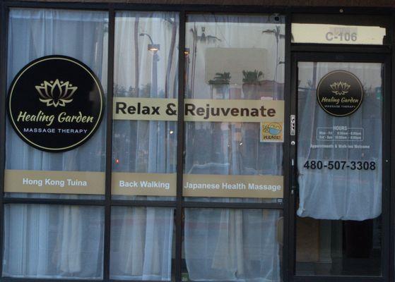 View of our storefront and logo