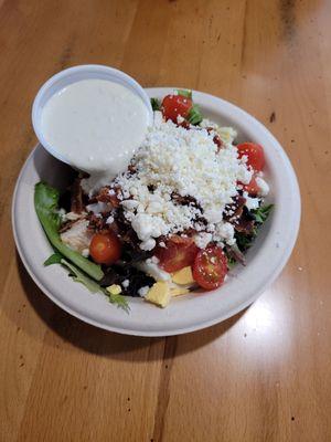 Small Cobb salad ... delicious and full of crunchy bacon and large pieces of chicken