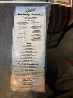 Signature cocktail menu