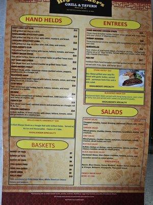 1st side of the Menu.