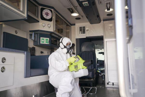 Disinfecting our First Responders on the front lines in combat of this coronavirus disease pandemic (covid-19)