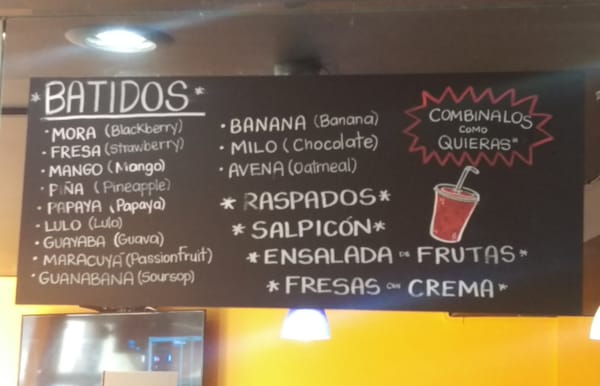 Batidos (Smoothies) & More Menu