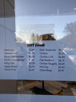 Hot Food Menu