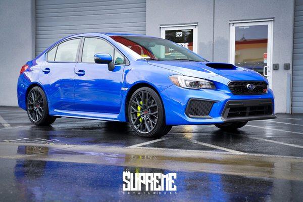 2018 Subaru STI Full Front wrapped in Suntek Ultra PPF and topped off with Ceramic Pro Gold Package.