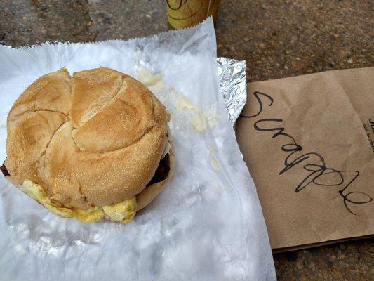 Egg, Cheese and Scrapple on a Kaiser