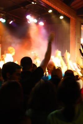 Night gathering of students at Summer Camp