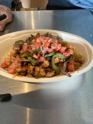 Chicken bowl with beans and brown rice